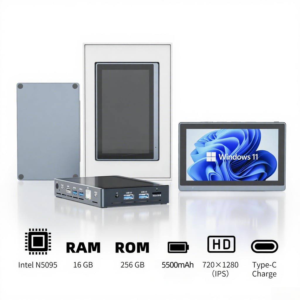 HEIGAOLA Mini PC Win 11 PRO,Celeron N5095 Mini Computer with Fan,16GB DDR4,256GB EMMC,Mini PC with Screen,Micro PC 4K@60Hz Triple Display,Mini Gaming Computer WiFi5 BT5.2 Gigabit Ethernet
