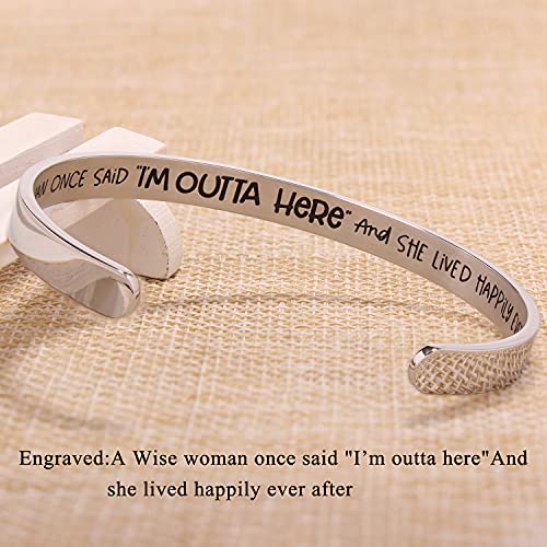 Btysun Coworker Leaving Gifts for Women Goodbye Inspirational Bracelets for Women Retirement Stainless Steel Cuff Bracelet Funny Gift Coworkers Quotes Engraved Retired Jewelry