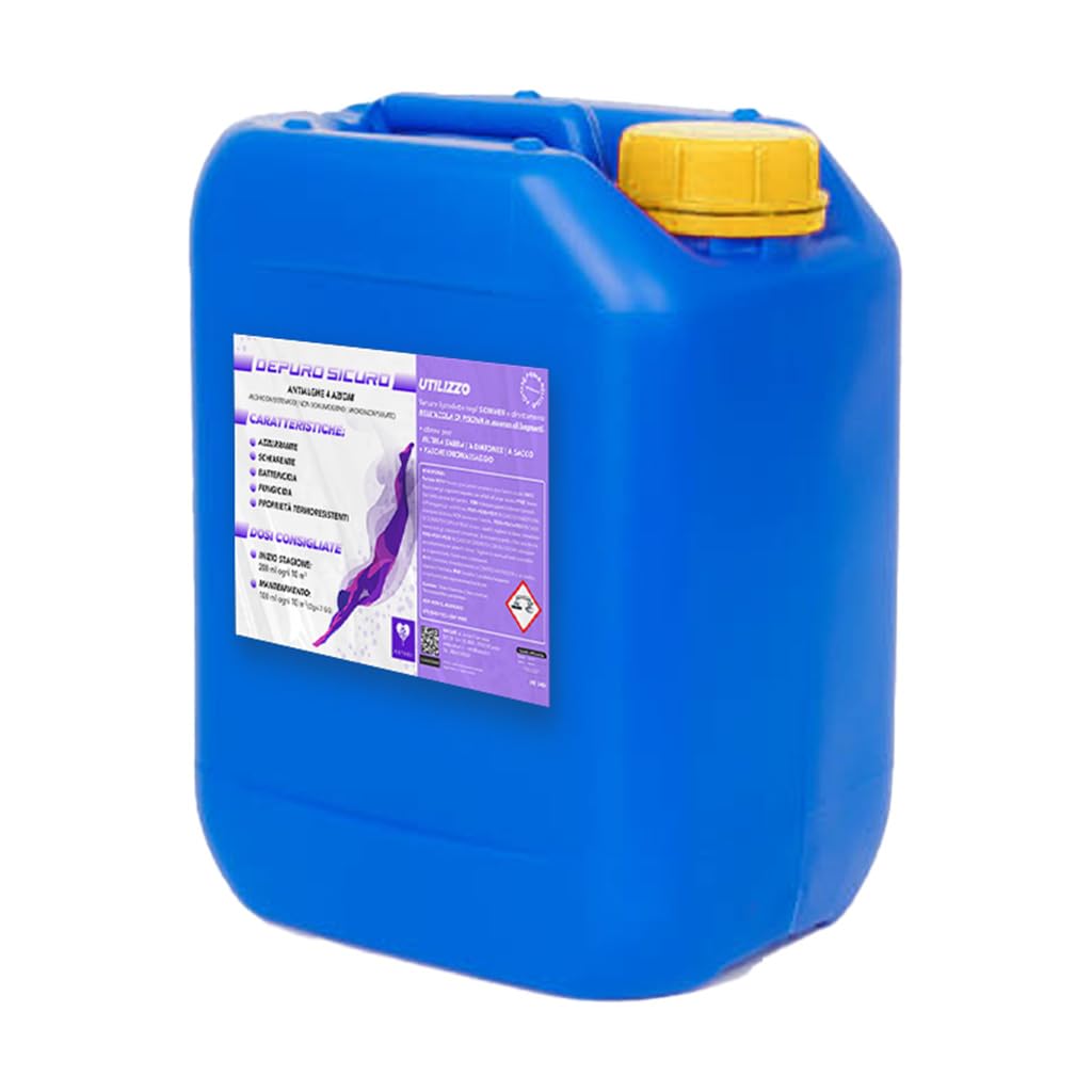 Naturìì 25 kg Antialghe Sistemico Alghicida 4 azioni Azzurrante, Schiarente, Battericida, Fungicida non Schiumogeno Mantenimento Piscina Made in Italy