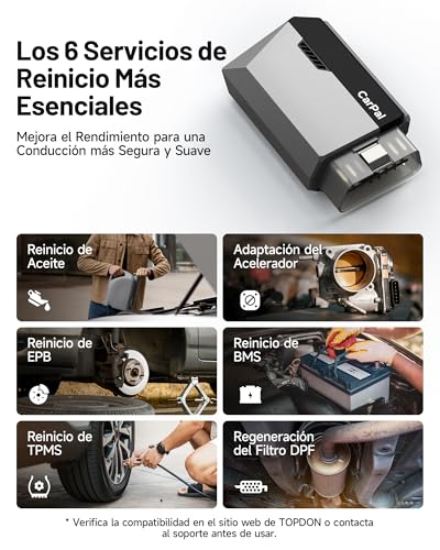 Diagnosis coche multimarca TOPDON Carpal-A OBD2 Bluetooth de alta precisión para iOS y Android 4