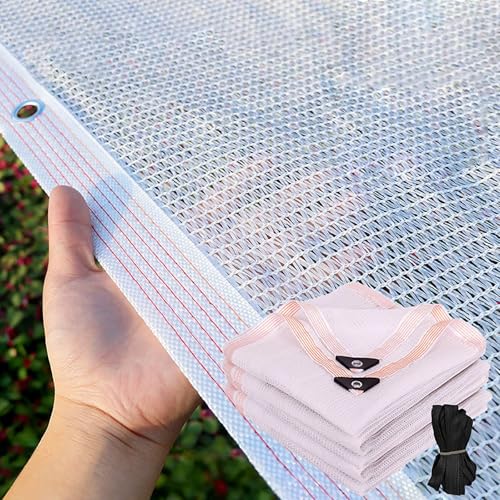 Malla protectora solar blanca con ojales perimetrales resistentes para climatización
