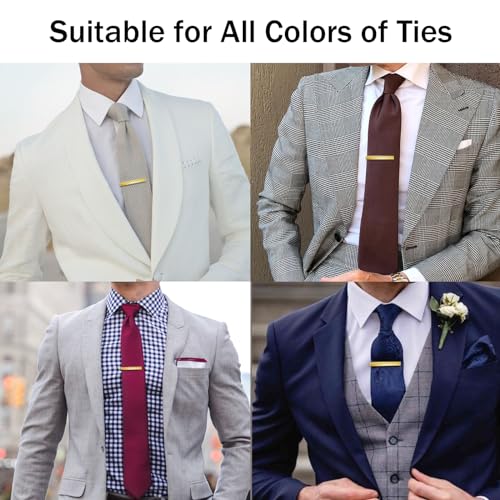 Tie Clip for Men Black, 2 Inch Tie Bar Tie Pins and Clips for Regular Tie, Unique Men Tie Clip Tie Clasp Silver Suitable for Wedding Anniversary, Business Professional, Father's Day Gift4