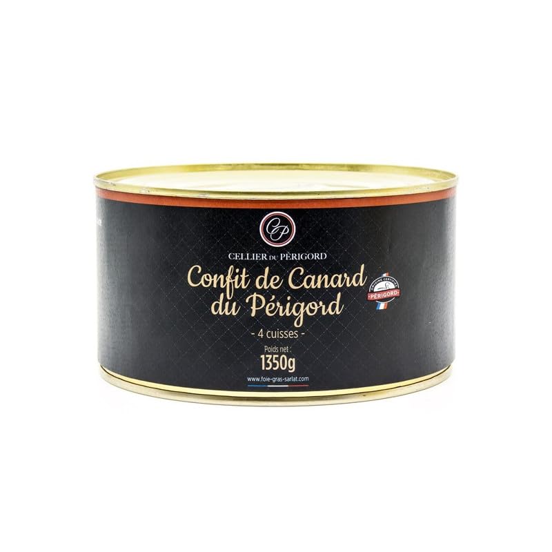 Cellier du Périgord - Confit de Canard du Périgord IGP 4 Cuisses 1350g - Cuit dans la Graisse de Canard - Viande Tendre et Fondante - Recette Traditionnelle du...