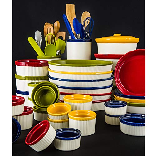 BIA Cordon Bleu Quatro 1-Quart Soufflé Dish, Sand/Spice Red - Thumbnail 2
