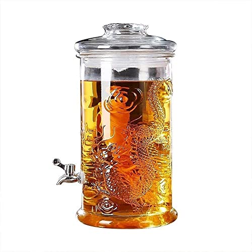 Beer Dispenser With Faucet, Beverage Dispenser 7.5L/9L Glass Cold Beverage Dispenser, Beverage Dispenser With Leak Free Nozzle(9L)