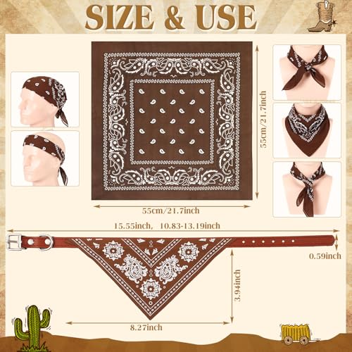 Image of Chicingyou Cat Dog Bandana Collar & Owner Matching Paisley Pattern Bandana Women Headband Square Scarf Headwear Puppy Scarf for Small Dog Adjustable Cat Collar Triangle Neckerchief Handkerchief(Brown)
