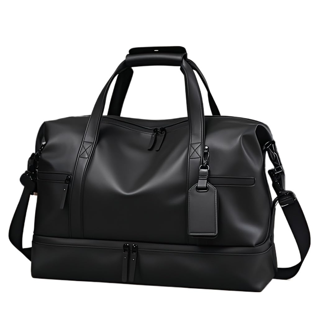 Bolsa de lona plegable para deportes, de poliuretano, ligera, con bolsillo húmedo y compartimento para zapatos, bolso de mano portátil para entrenamiento, fin de semana, uso diario