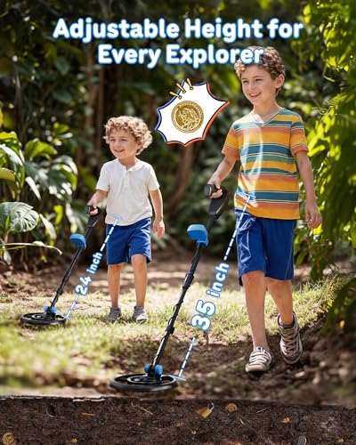 Rm Ricomax GC-1003B Metal Detector For Kids Waterproof Kids Metal Detector 7.4 Inch Search Coil Junior Metal Detector Lcd 24 Inch To 35 Inch Adjustable Stem Buzzer Vibration Sound 2 Pounds Lightweight Easy To Use thumb #2
