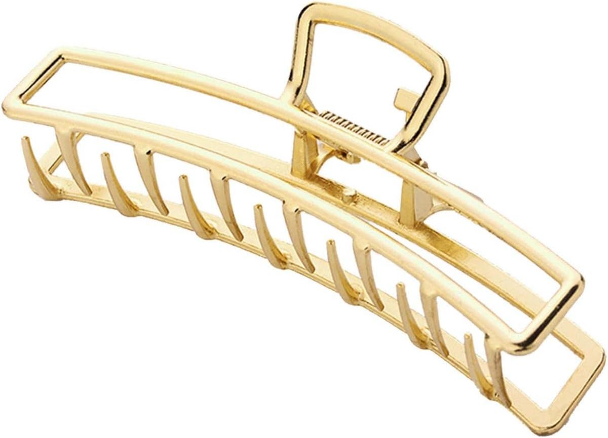 Zaveiop ヘアクリップ 大きめ しっかり 韓国 髪留め おしゃれ 可愛い レディースバンスクリップ お風呂 メタル マルチ柄 ヘアアクセサリー 光沢感 髪をしっかり止められて 濃密な髪も使用可能 バンスクリップ シンプル 痛くない バンスバレッタ ゴールド エレガント