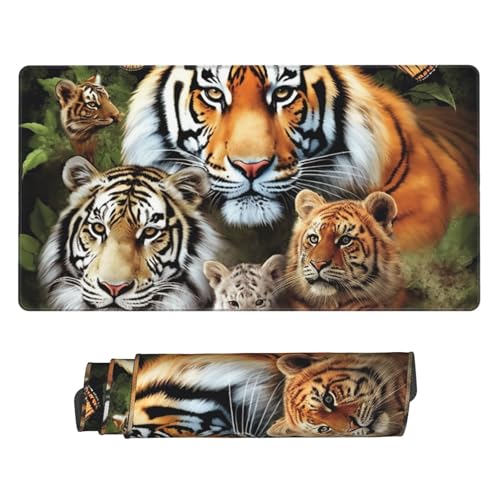 Tapis de souris de jeu lion et tigre 40x75 cm avec base caoutchouc