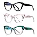 bullabulling 3Pack Oversized Oprah Style Reading Glasses For Women Men Spring Hinges Blue Light Blocking Computer Readers (black/pink/green, 0.0)