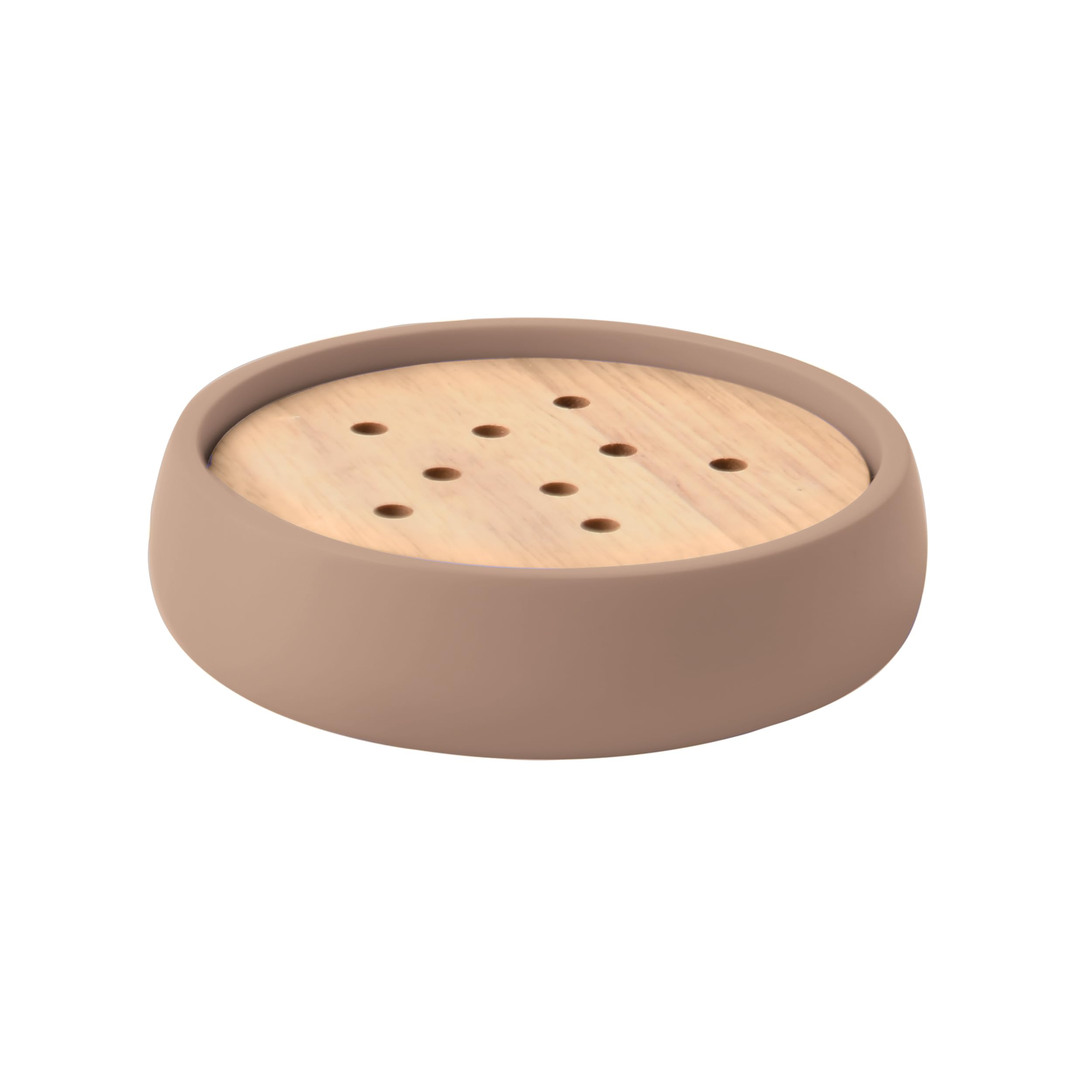 Spirella - Porte Savon Sven en Polyrésine 11,6 x 11,6 cm pour Une Salle de Bain Élégante et Pratique - Idéal pour Organiser Vos Accessoires de Toilette - Cappuccino