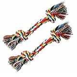 Tinksky 2pcs buffo animale domestico cucciolo cane gatto doppio nodo treccia cotone corda masticare giocattoli