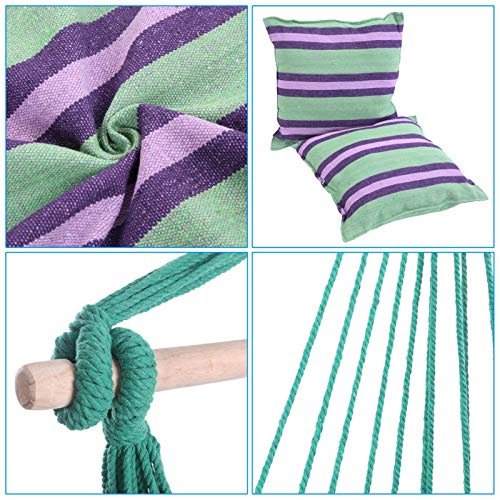 Tatoonly Hammock Chair Hanging Rope Swing Seat, Comfortable And Durable, Suitable For Bedroom, Patio, Yard, Deck, Any Indoor Or Outdoor Space, 32 * 6.3 * 6.3 Inches Including 2 Cushions (Green) #TOP2