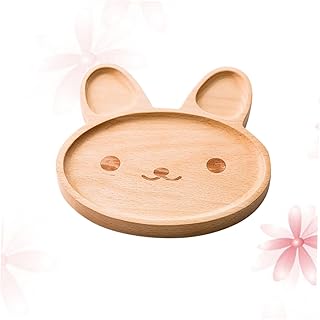 SHOWERORO Prato Infantil Bandeja De Comida Para Bebê Prato Dividido Prato De Comida Para Bebê Prato De Comida De Desenho Animado Blush Madeira Bambu Criança