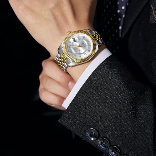 Image of Longbo Trident 83831 Analog Watch with Studded Dial Accents, Stainless Steel Bracelet, Luminous Hands & Date Display | Men | Office, Business, Formal & Gifting
