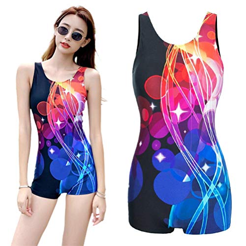 Damen Einteiler Badeanzug Einteiler Beachwear Durable Sport Badeanzug Boxer Badeanzug für Schwimmen Fitness XXL Schwarz Cover