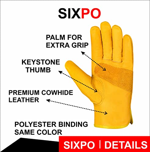 Sixpo Leather Work Gloves Pack Of 3 Pairs Warehouse Gardening Construction Gloves For Men Women Cowhide Leather Working Gloves #TOP1