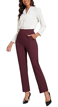 ZXIHZF Women's Classic Stretchy Pull On High Rise Pants