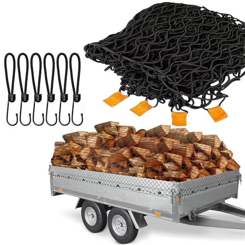 YushengTai Red de seguridad para remolques de 1,5 x 2,2 m, malla fina para remolques con marcas de esquina, goma tensora, red de seguridad, red de transporte con gancho expansor