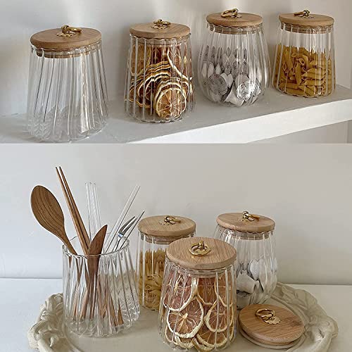 HASA zone Glass Jars with Lids, Set of 4 Glass Canister Storage Jar, 750ML Clear Glass Storage Jar, Airtight Food Canisters for Kitchen Preseving Spice, Sugar, Spaghetti, Cookie&Tea - Image 4