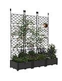 3 PCS Raised Garden Bed with Trellis, 50 in W x 63'Tall Plastic Planter Box for Climbing Plants, Outdoor Vertical Garden with Privacy Screen for Patio, Balcony, Backyard – Sturdy & Lightweight