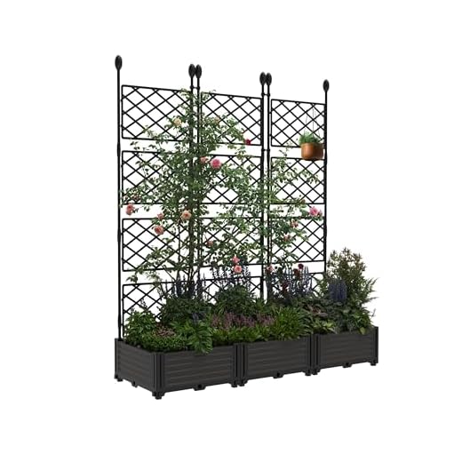 29+ Creative Street Garden Ideas for a Stunning Urban Oasis 3 3 PCS Raised Garden Bed with Trellis, 50 in W x 63"Tall Plastic Planter Box for Climbing Plants, Outdoor Vertical Garden with Privacy Screen for Patio, Balcony, Backyard – Sturdy & Lightweight