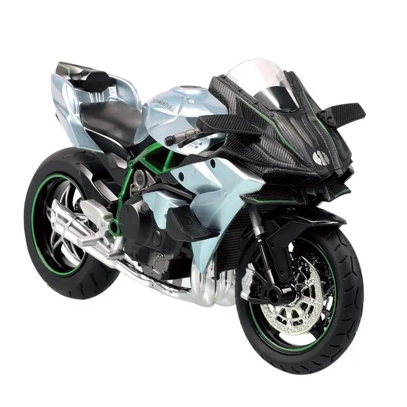Image of Police Motorcycle Toy - Pull Back Motorcycle Toys, Tiny Gift with Music Lighting, Latte Motorcycles Toy for Kids Boys Age 3-8 Year Old [Multicolor] (1:12 Scale Kawasaki Ninja H2R-Silver)