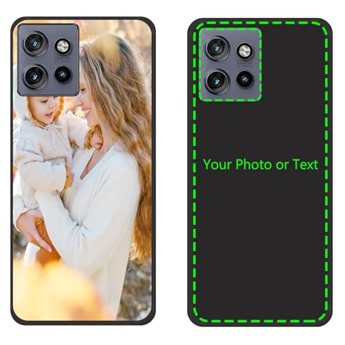 CAXKJE Black Coque Personnalisée pour Motorola Moto G 2025 Silicone Case Housse Ultra-Fin Bumper,avec Votre Propre Photo Image Texte Nom Housse,Etui en Case...