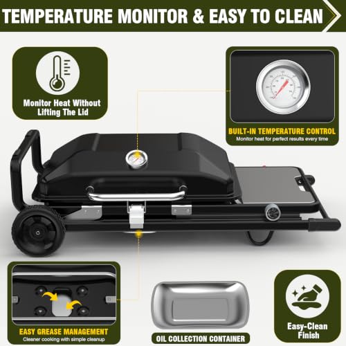 Image of BESTFIRE Propane Gas Grill, 13000 BTU Foldable 2-in-1 Griddle & Grill Grate