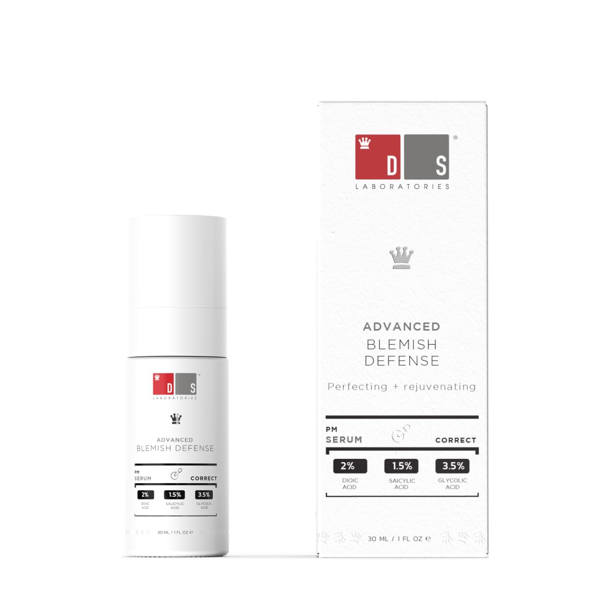 DS Labs Blemish Defense Serum, 30mL - Clarifying Serum for Blemish Prone, Aging Skin, With Salicylic Acid, AHA Blend, Oil Free, Vegan, Fragrance Free