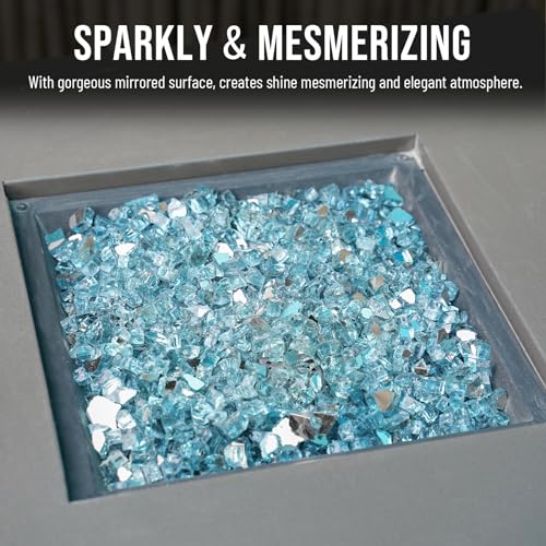 Image of Skyflame 10-Pound Fire Glass for Fireplace Fire Pit and Landscaping, 1 /2-Inch Aqua Blue Reflective