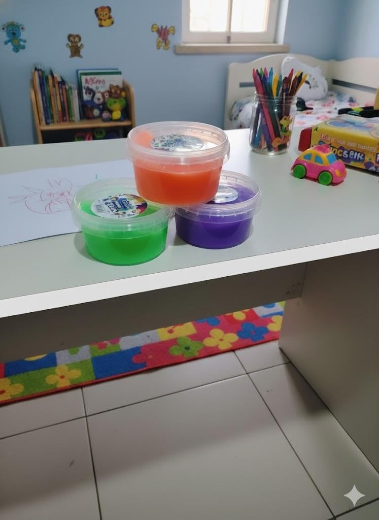 3l  Renkli Slime Seti - 5x5  effaf Kapakl  Kutularda Haz r Oyun Jeli Turuncu, Mor, Ye il