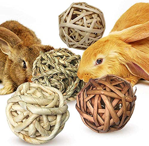 kathson-12-Pack-Natural-Bunny-Chew-Balls-Small-Animal-Activity-Toys-Rabbit-Play-Ball-Rolling-Toy-Gnawing-Treats-Timothy-Grass-Balls-for-Guinea-Pigs-Chinchilla-Pet-Cage-Entertainment-Accessories
