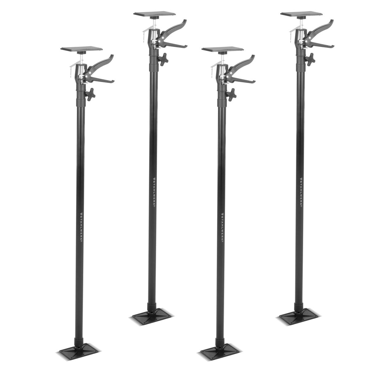 STAHLWERK Teleskop-Stützstange 4er Set 110-290 cm mit 43 kg Tragkraft Montagestütze | Baustütze | Teleskopstütze | Türspanner | Deckenstütze | Spannstütze | Einhandstütze | Schnellspannstütze
