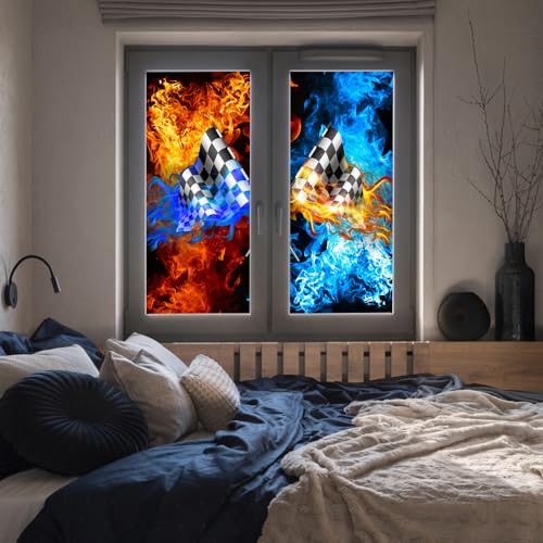 Vinilo Decorativo Abstracto Bandera de Carreras 17.7x23.6 in x2 Pzas miniatura 5