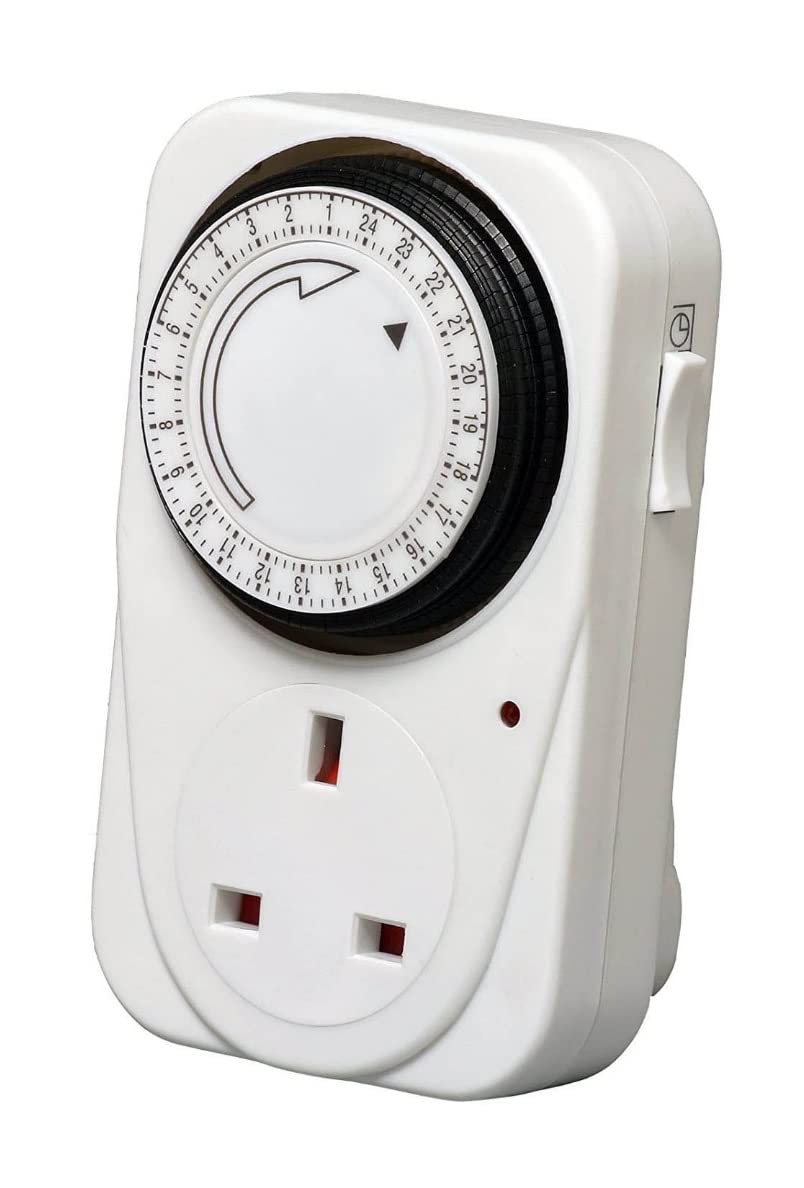 Mr.gadget's Solutions White Mr. Gadget's Solutions® Compact 24 Hour Mechanical Timer Switch | 24 Hour Segment Timer Light Switch 13A | Compact Energy Saver | Uk Mains Plug