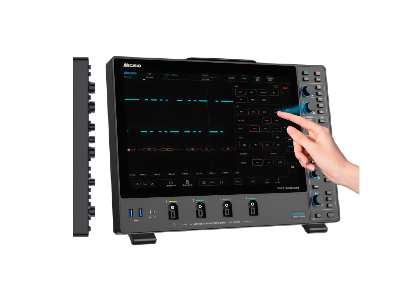 Micsig Oscilloscope numérique à stockage 250 MHz, fréquence d'échantillonnage 3 GSa/s, profondeur de mémoire 360 Mpts, 4 canaux, écran tactile plein de 14 pouces (MDO2504 250MHz)