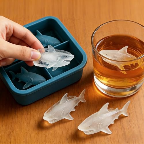 Molde de silicona para hielo en forma de tiburón 3D miniatura 1