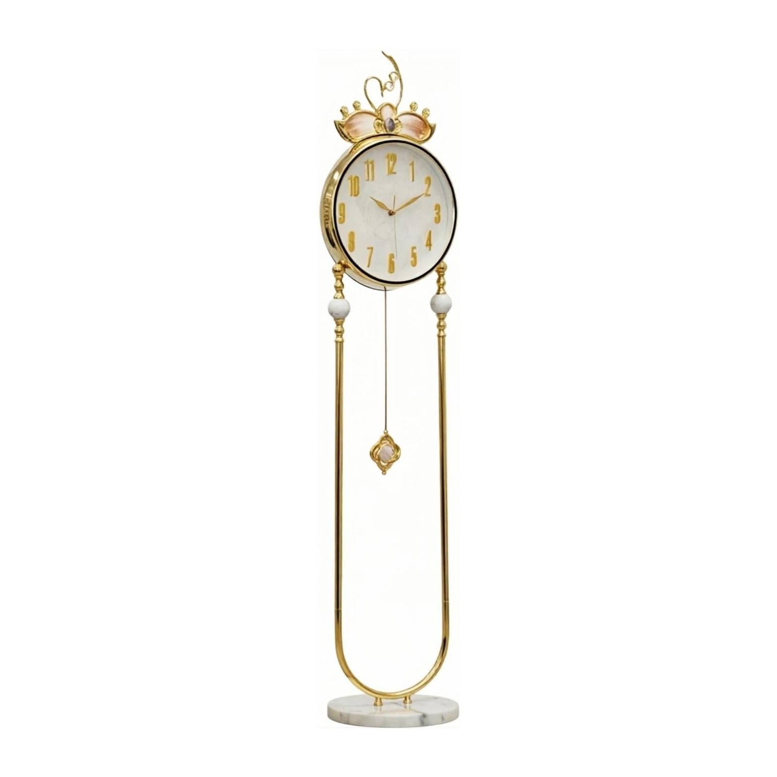 HLHLOP777 Grandfather Alarm Metal Floor Standing Clock Quartz Silent Shell Accents for Villa Decor Floor Clock