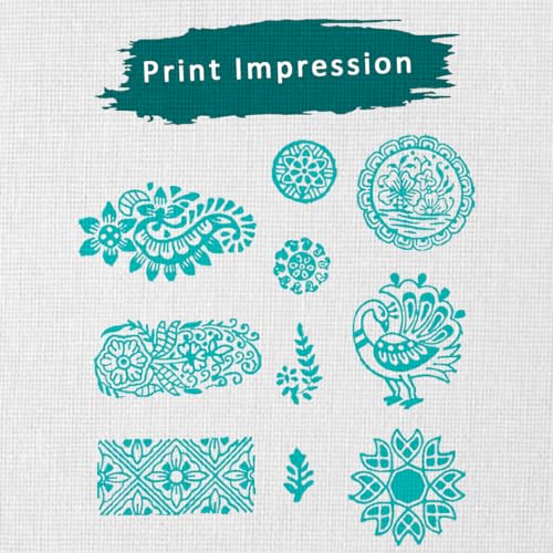 Image of Hashcart Wooden Indian Traditional Design Printing Stamps / Blocks for Printing Saree Border / Dresses / Craft Card Making / Scrapbook / Clay Pottery (Set of 10)
