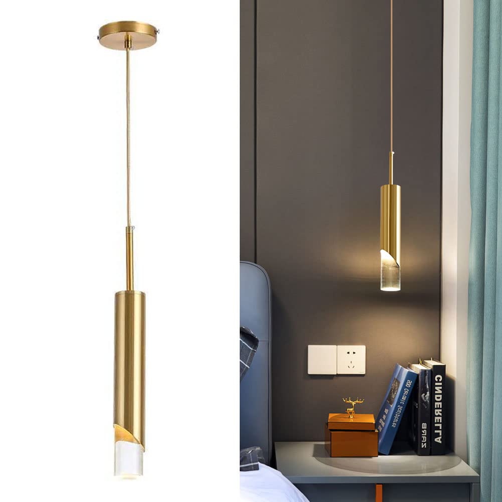 Iluminación colgante para cocina y sala de estar con estilo nórdico y acabado dorado minimalista