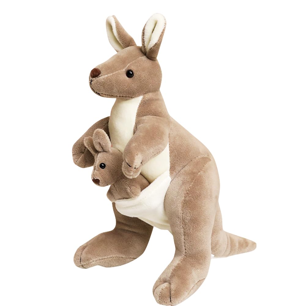 ZPSOSPZ Kangaroo Plush Doll, Cute Kangaroo Animal Doll, Mum Kangaroo Hold Baby Roo Soft Toy, Fluffy and Soft for Cuddling and Collecting Home Decor, 28 cm