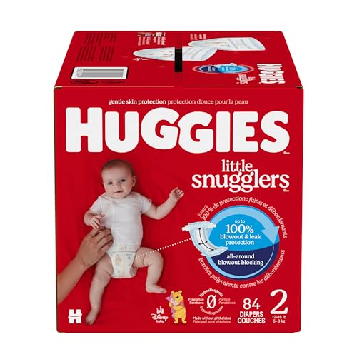 Image of Huggies Size 2 Diapers, Little Snugglers Baby Diapers, Size 2 (12-18 lbs), 84 Count, Packaging May Vary