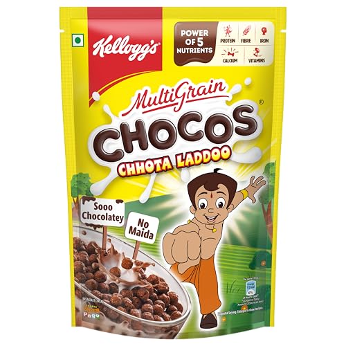 Image of Kellogg's Multigrain Chocos Chotta Ladoo 340g / 350g /391g | With Chotta Bheem Cut Out Mask | Source of Calcium, High in Protein, with 10 Essential Vitamins & Minerals | Breakfast Cereal for Kids