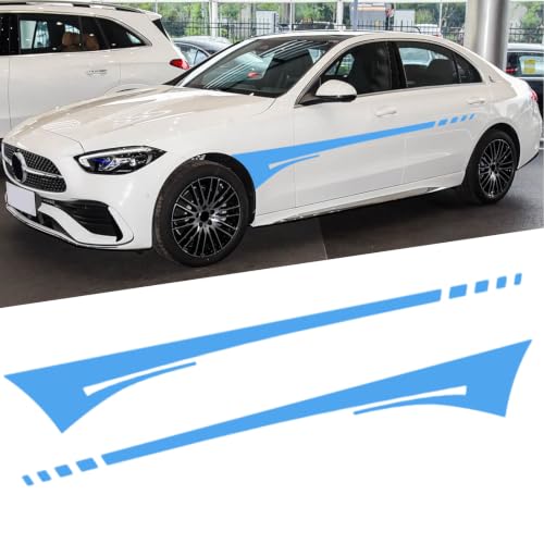 Image of Bilisin Car Body Side Door Racing Stripe Decal Decoration Viny Sticker Blue