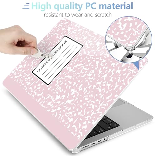 Image of MEEgoodo Case for M5 MacBook Pro 16 inch Case 2026 2024 2023 2021 with M5 M4 M3 M2 M1 Pro /Max Chip, Fit Model A3429 /A3428 /A3403 /A3186 /A2991 /A2780 /A2485, Pink Composition Book
