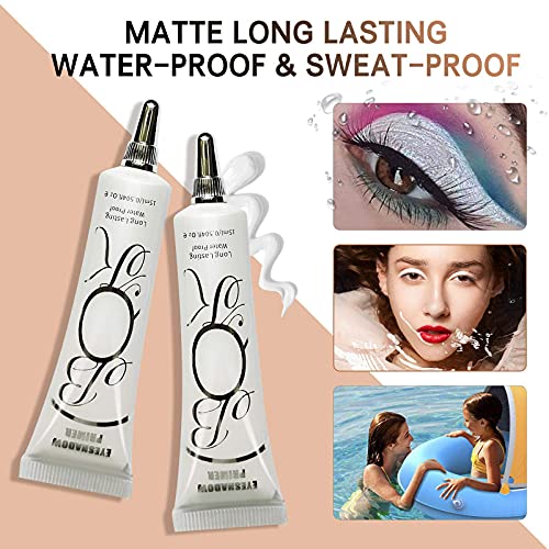 LOKFAR 2 Pack Matte Eyeshadow Primer for Oily Lids White Eyeshadow No Crease Eye Primer Makeup Eyeshadow Base Waterproof & Smudge-proof & Long Lasting Cream Liquid Eye-shadow for All Shadows (Set A) - Thumbnail 6