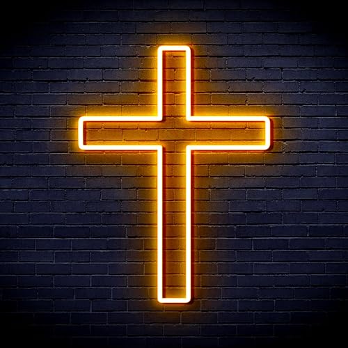 AdvPro Cross Jesus Home Decoration Flex Silicone LED Neon Sign - Golden - st16s33-fnu0059-e