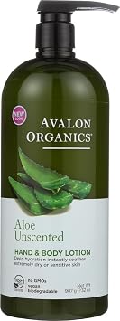 Avalon Organics Hand & Body Lotion for Dry Skin Aloe Unscented, 32 OZ
